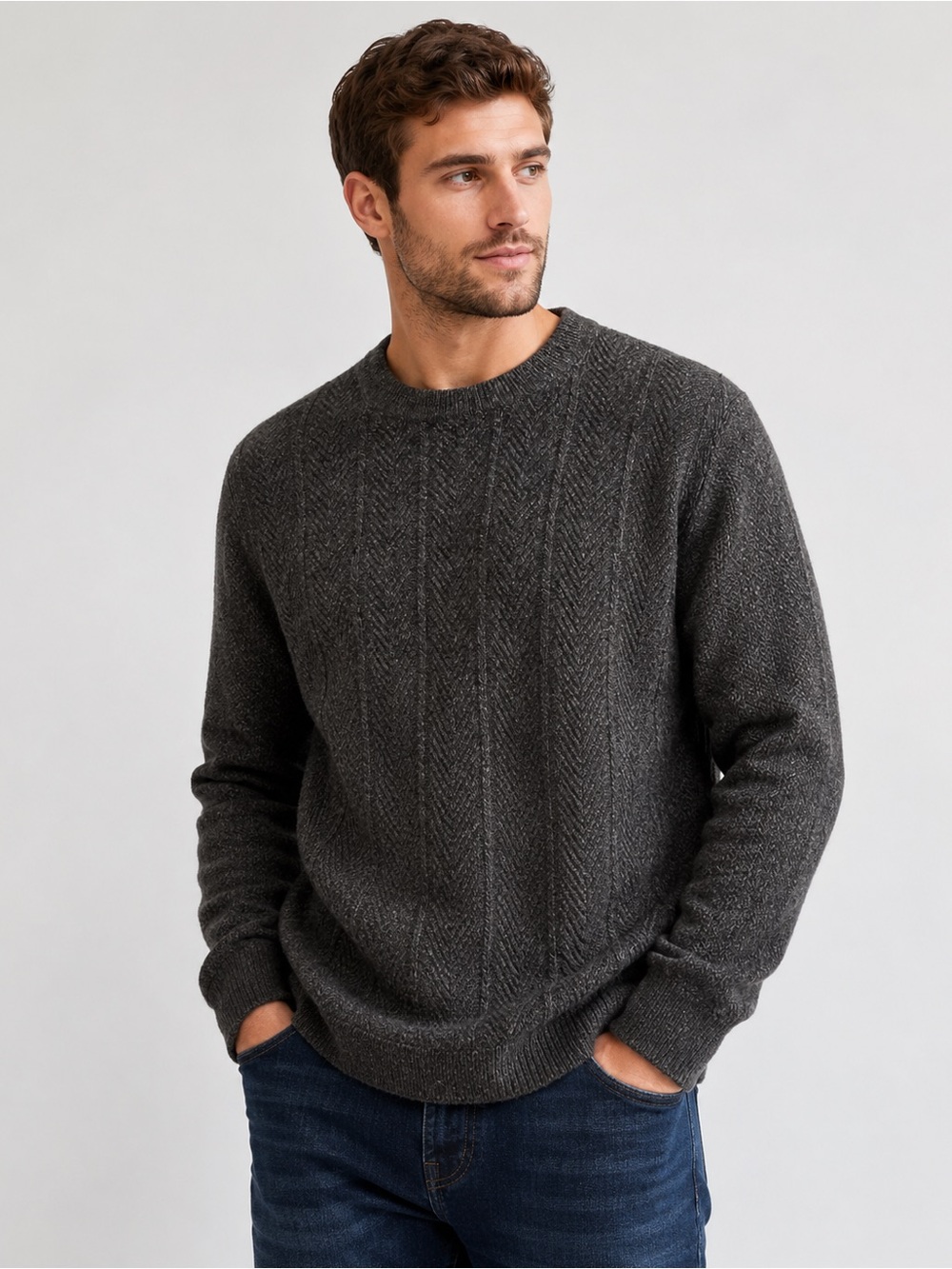 Dockers Men’s Medium Charcoal Gray Textured Knit Crewneck Sweater
